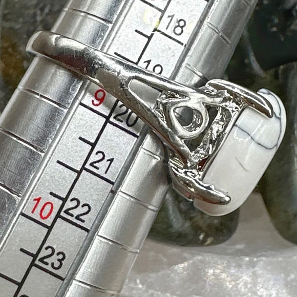 White howlite silver gen ring Victorian cocktail /Patience healing crystal - Picture 3 of 7